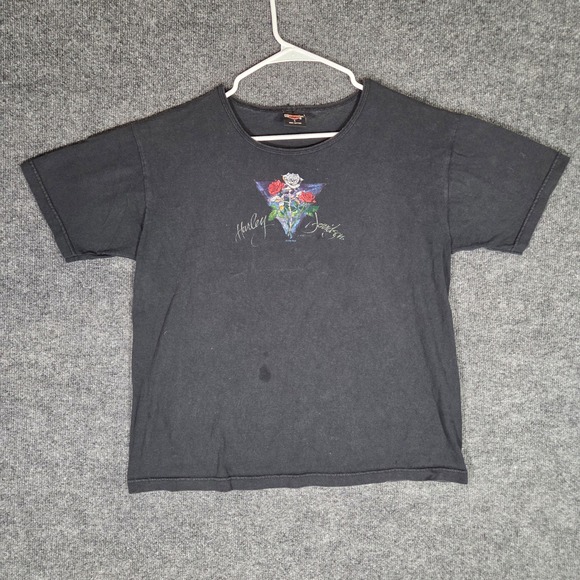 Harley-Davidson Other - Vintage 1996 Harley Davidson Rose Graphic T Shirt Mens Large Black Biker 90s Tee